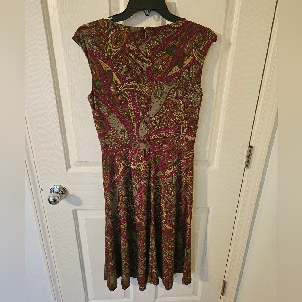 Lauren Ralph Lauren NWT Black Label Paisley Twist-Front Jersey Dress Size 6 - Picture 5 of 7